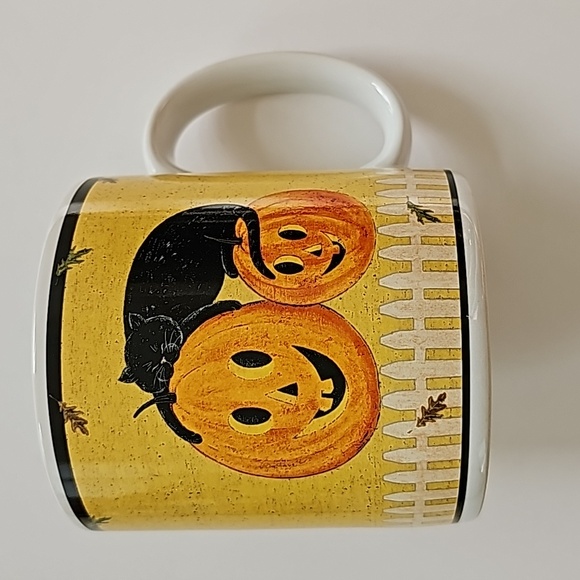 S/3 Vintage Warren Kimble "Pumpkin Dreams" Black Cat and Jack-o'-lantern Mugs - Picture 3 of 13